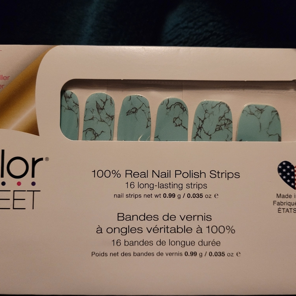 Color Street Teal Marble Nail Strips